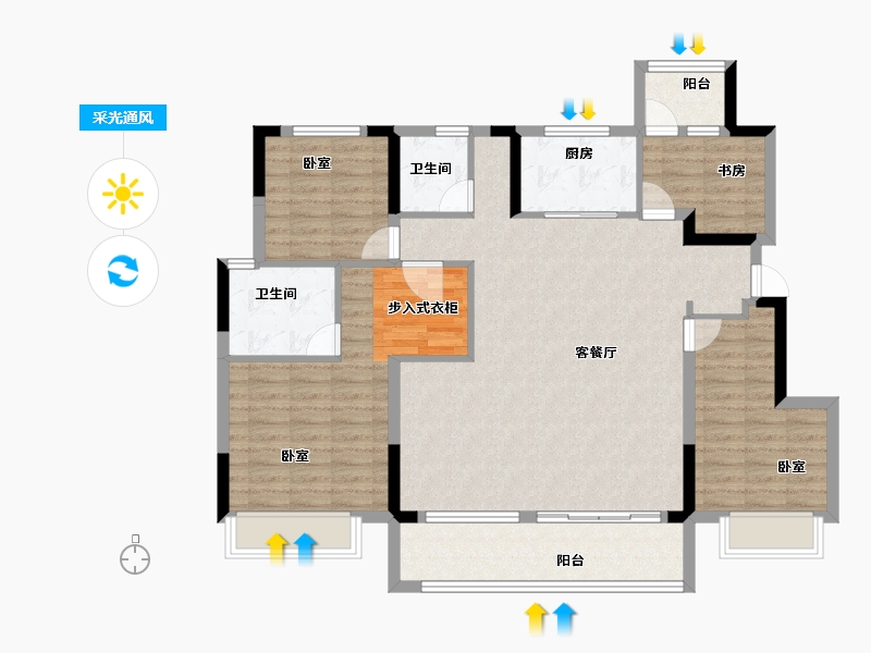 河南省-郑州市-坤达江山筑-114.00-户型库-采光通风