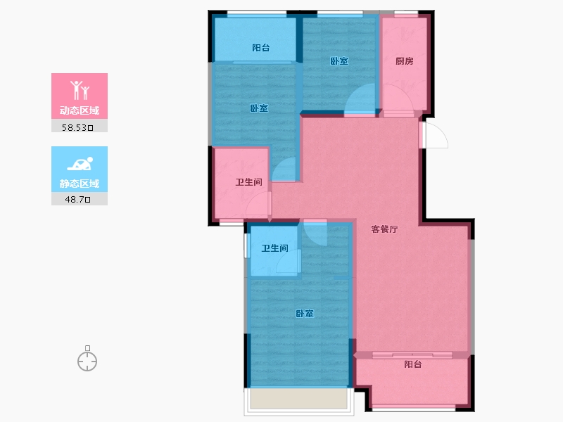 河南省-郑州市-正商林溪铭筑-95.89-户型库-动静分区