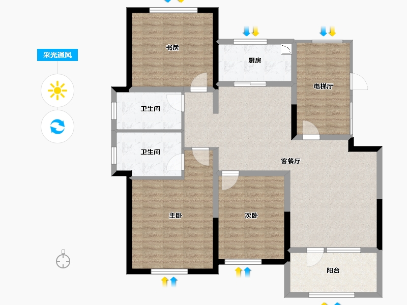 山东省-烟台市-翡翠康城-118.00-户型库-采光通风