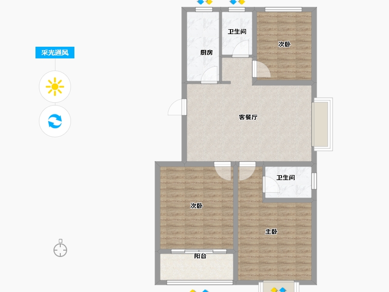 山东省-济南市-卓亚香格里-94.00-户型库-采光通风