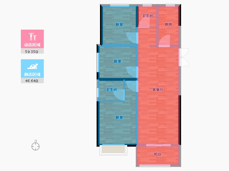 河南省-郑州市-豫发白鹭源春晓-95.32-户型库-动静分区