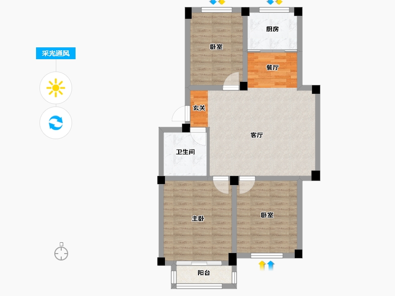 山东省-威海市-裕荣华府-78.47-户型库-采光通风