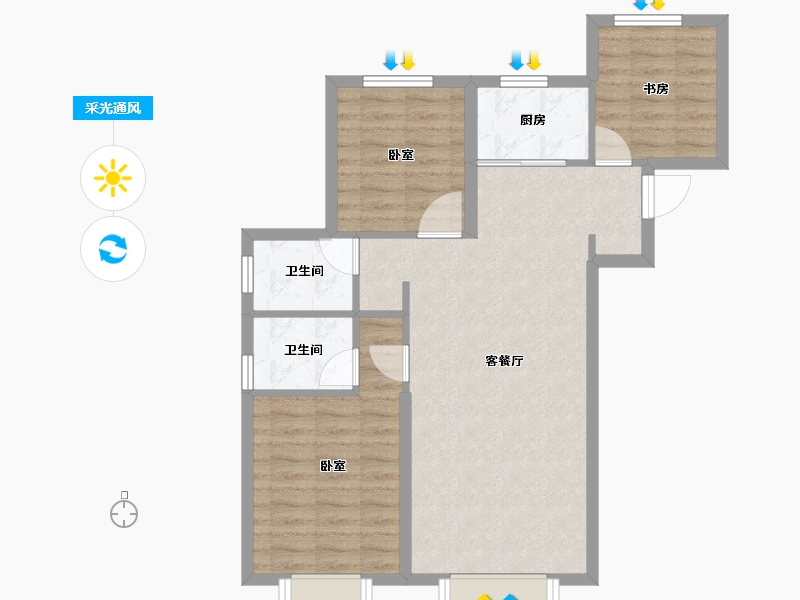 新疆维吾尔自治区-乌鲁木齐市-佳源丝路文化城-76.01-户型库-采光通风