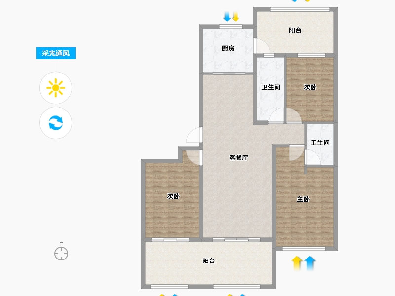 山东省-威海市-盛德海湾国际-151.99-户型库-采光通风