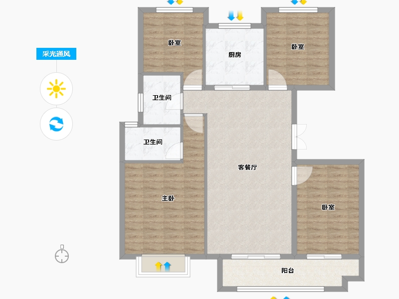 山东省-枣庄市-汇众·天樾府-109.95-户型库-采光通风