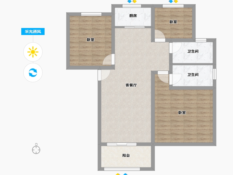 山东省-菏泽市-江南神韵-85.97-户型库-采光通风