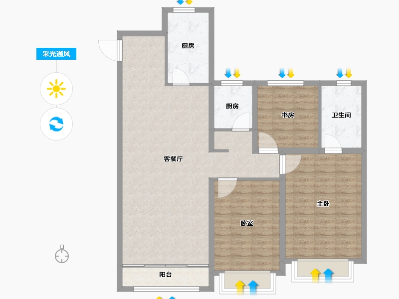 山东省-枣庄市-山能德圣风华里-102.00-户型库-采光通风