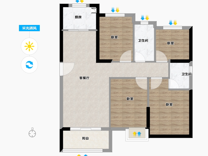 福建省-泉州市-永隆华庭-90.00-户型库-采光通风