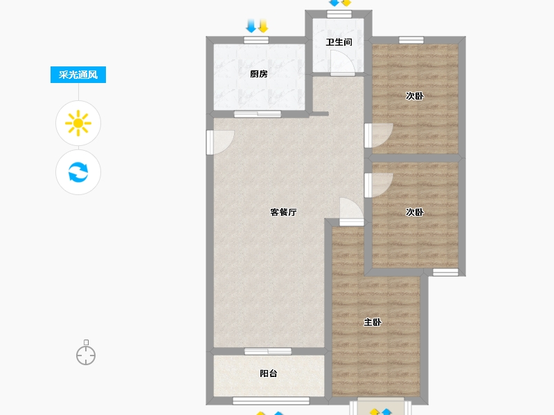 山东省-日照市-荣安·北李广场-83.70-户型库-采光通风