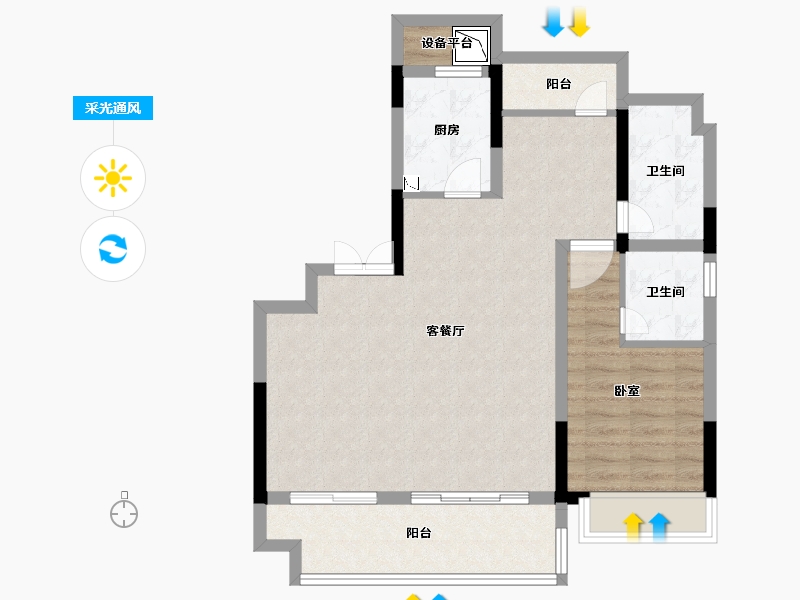 安徽省-合肥市-文一锦门云栖新语-75.87-户型库-采光通风