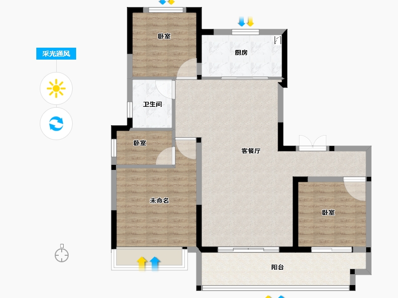 河南省-洛阳市-锦艺云锦天章-100.99-户型库-采光通风