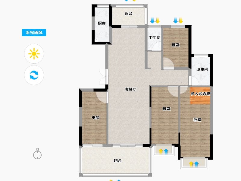 河南省-新乡市-开鸿和院-132.50-户型库-采光通风