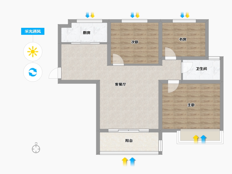 山东省-济南市-卓亚香格里-78.00-户型库-采光通风