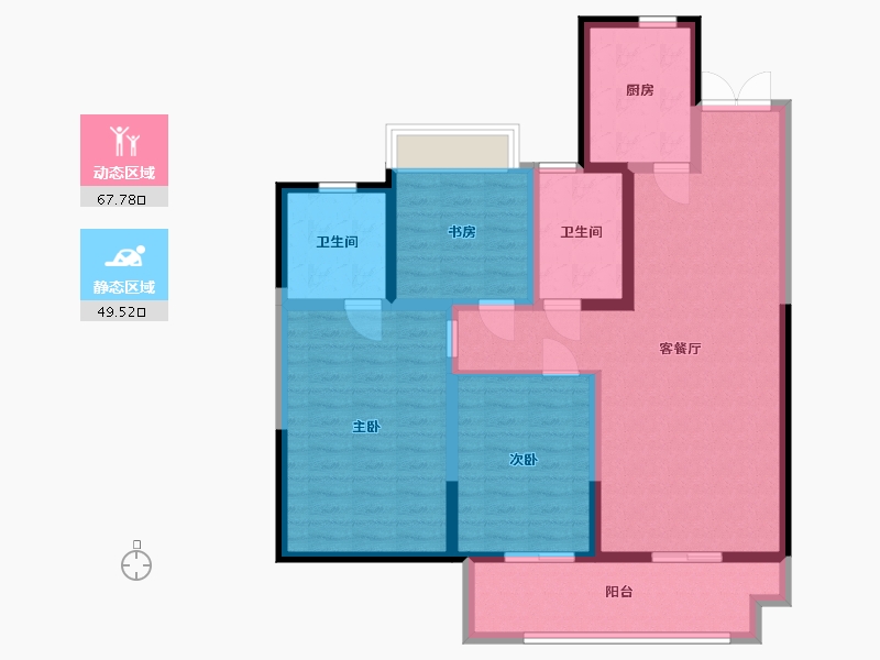 安徽省-蚌埠市-新城吾悦广场-104.80-户型库-动静分区