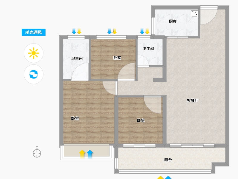 河南省-开封市-建业碧桂园天玺-93.68-户型库-采光通风