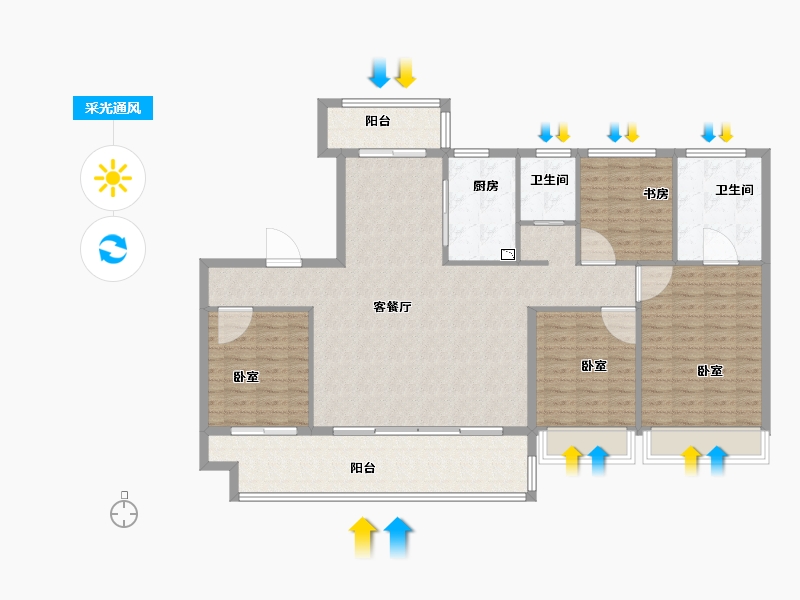 河南省-开封市-建业碧桂园天玺-134.35-户型库-采光通风