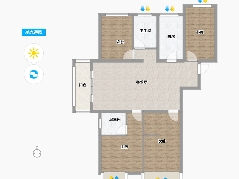 山东省-威海市-盛世公园壹号-114.00-户型库-采光通风