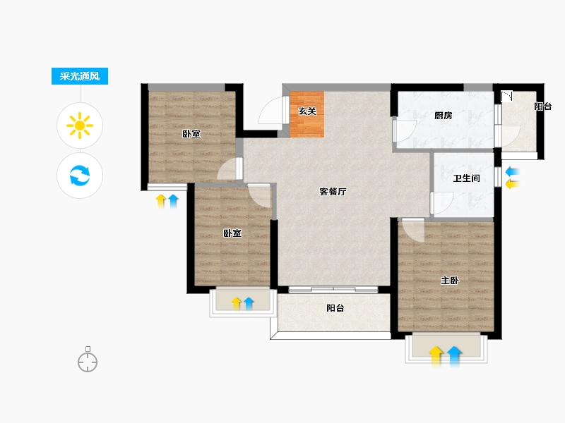 福建省-漳州市-东山恒大御景半岛-85.00-户型库-采光通风