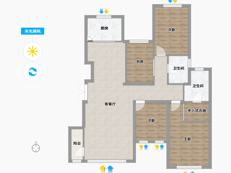 山东省-济南市-诺德名城-111.57-户型库-采光通风