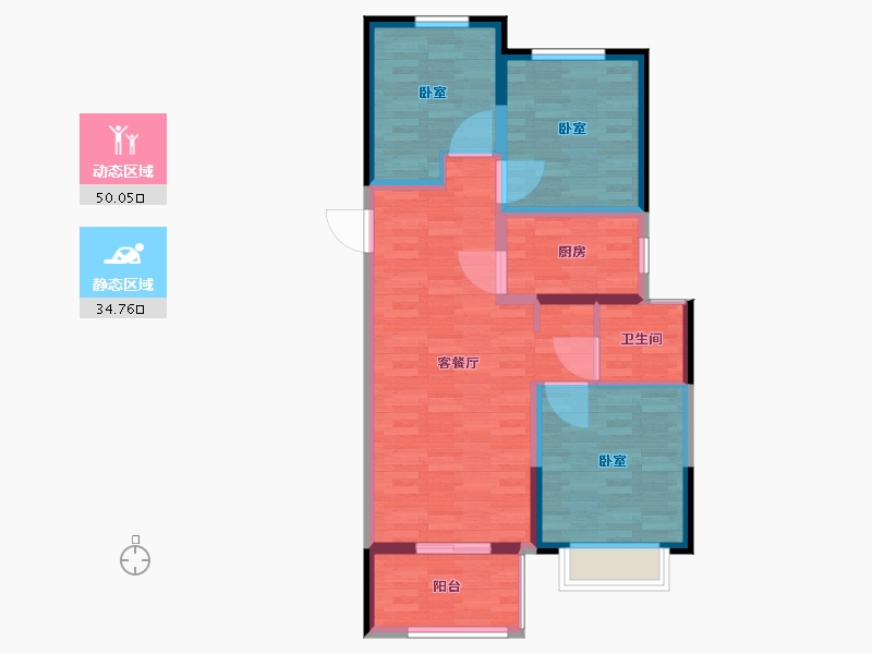 河南省-郑州市-豫发白鹭源春晓-75.74-户型库-动静分区