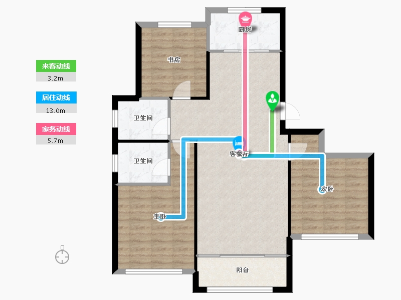 山东省-威海市-天恒龙泽府-94.53-户型库-动静线