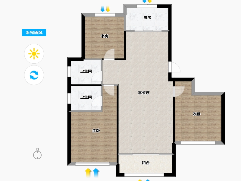 山东省-威海市-天恒龙泽府-94.53-户型库-采光通风