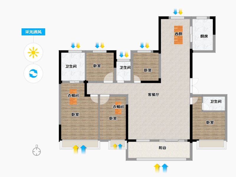 河南省-洛阳市-宜阳银润中央广场-174.00-户型库-采光通风