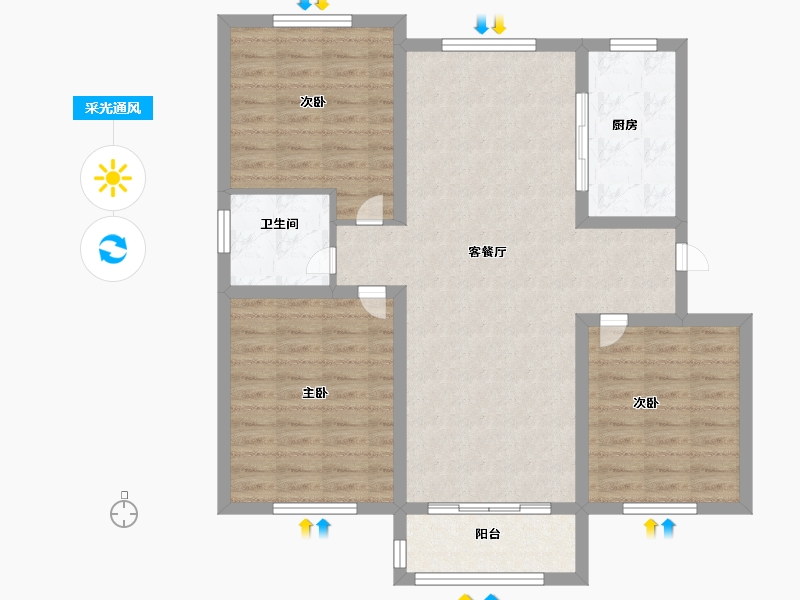 山东省-济南市-鑫隆颐景城-93.99-户型库-采光通风