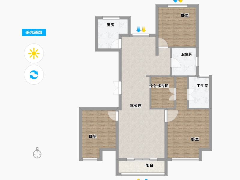 河南省-焦作市-沁阳征云泊景湾-109.98-户型库-采光通风