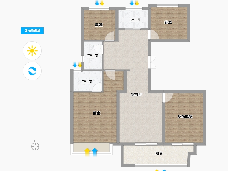 河南省-安阳市-安阳建业桂园东府-104.00-户型库-采光通风