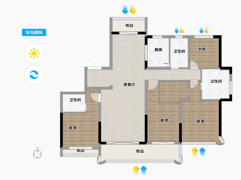 浙江省-绍兴市-金昌香湖印-147.00-户型库-采光通风