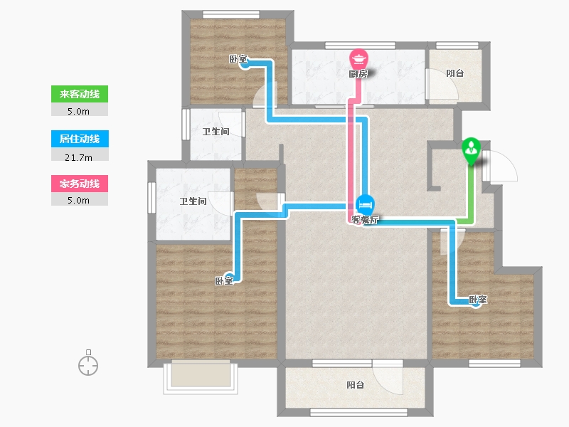 山东省-烟台市-万科城市之光二期-105.01-户型库-动静线