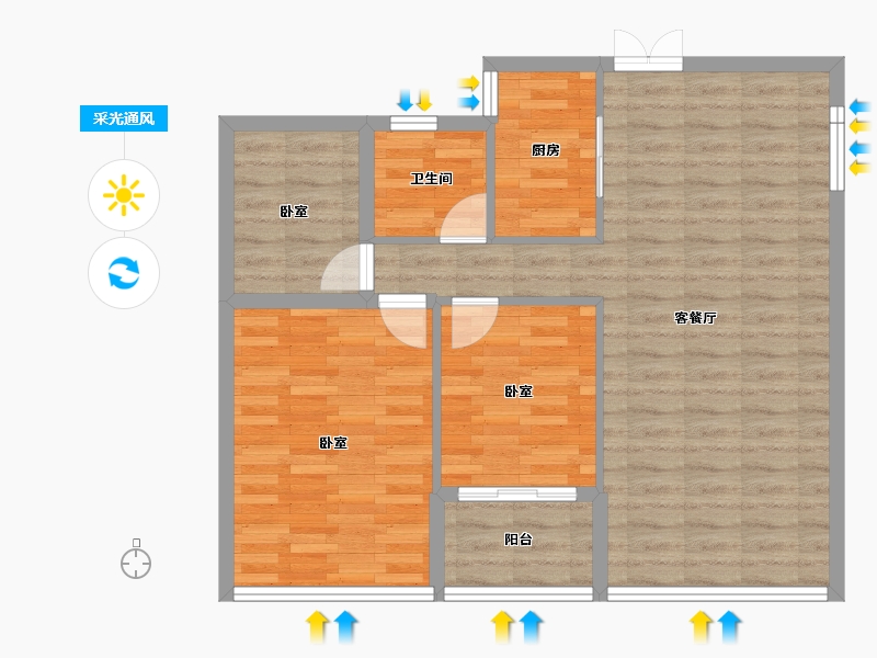 浙江省-绍兴市-麒麟府-79.60-户型库-采光通风