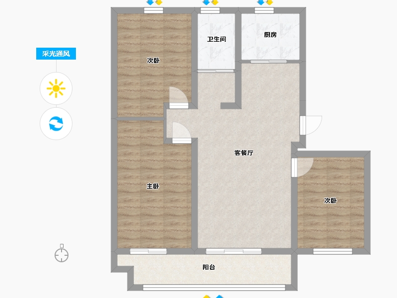 山东省-日照市-教授花园IV期碧山临海-87.44-户型库-采光通风