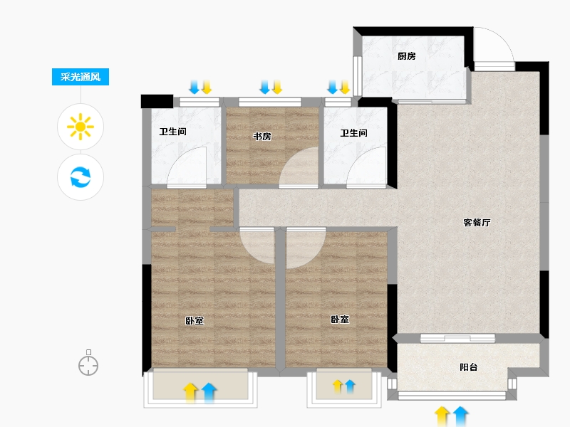 河南省-开封市-绿城·春江明月-79.01-户型库-采光通风