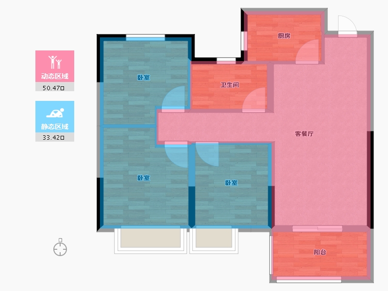 河南省-郑州市-豫发白鹭源春晓-75.13-户型库-动静分区