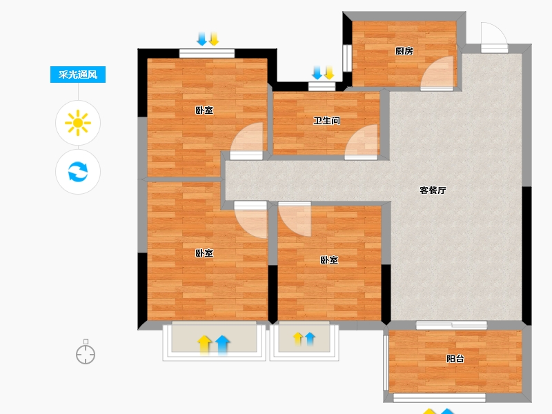 河南省-郑州市-豫发白鹭源春晓-75.13-户型库-采光通风