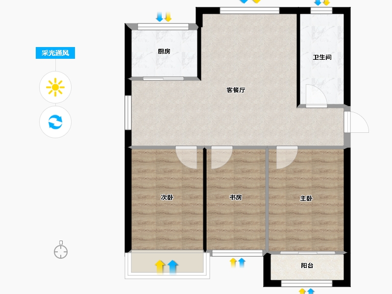 山东省-威海市-天恒龙泽府-68.30-户型库-采光通风