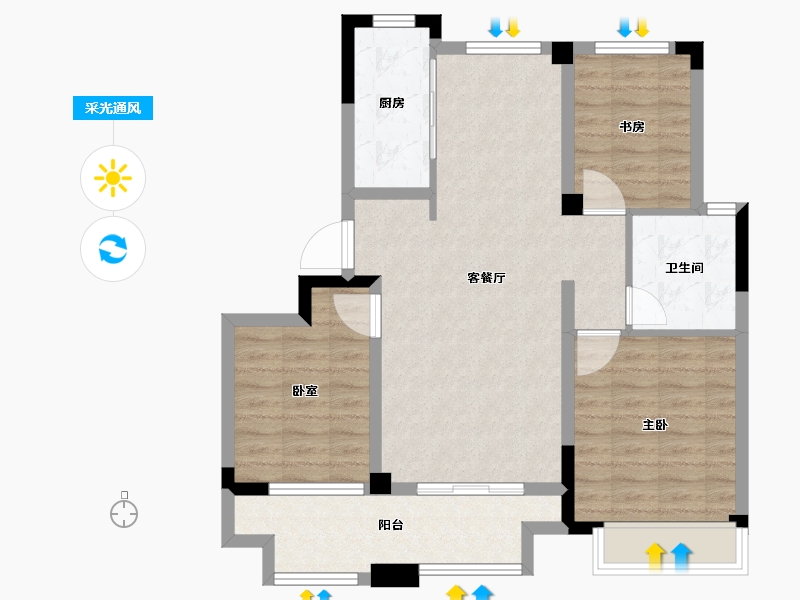 山东省-枣庄市-东南悦湖-84.35-户型库-采光通风