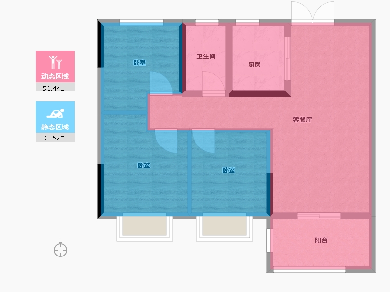 河南省-郑州市-豫发白鹭源春晓-74.22-户型库-动静分区