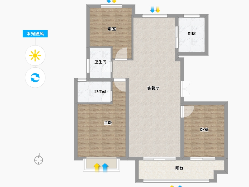 山东省-枣庄市-汇众·天樾府-102.95-户型库-采光通风