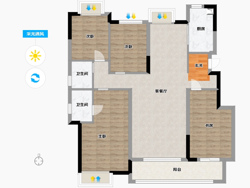 江西省-宜春市-东方博园-104.00-户型库-采光通风