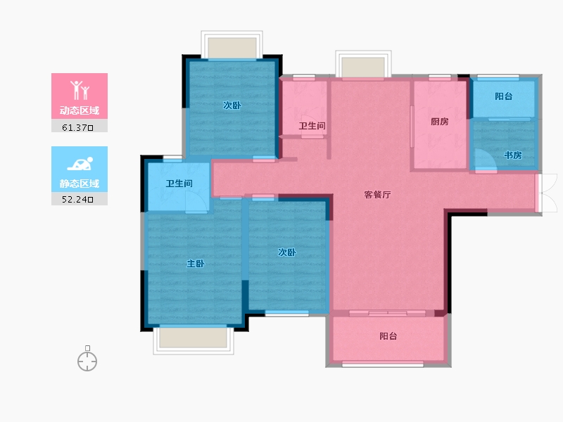 江西省-宜春市-金时代·北湖国际-101.39-户型库-动静分区