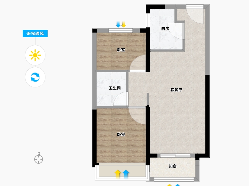 河南省-郑州市-建业盛悦府-58.38-户型库-采光通风