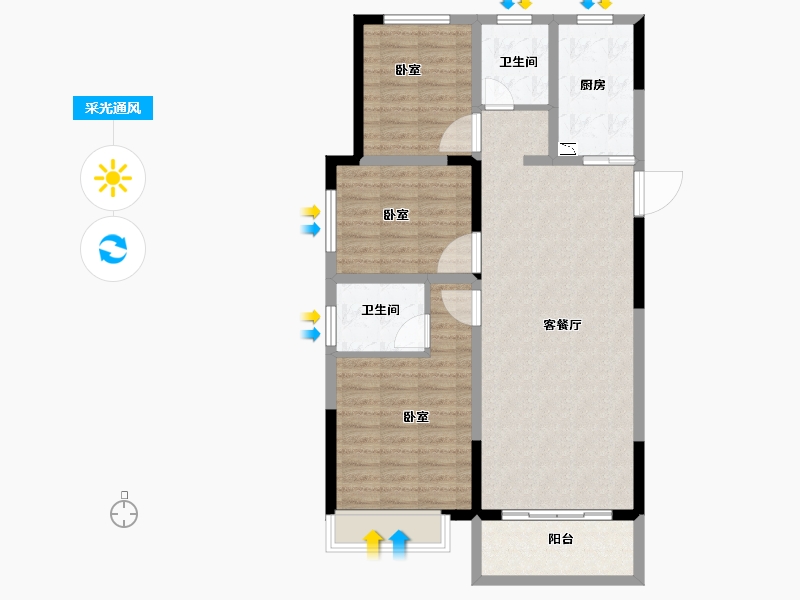 河南省-洛阳市-锦艺云锦天章-94.00-户型库-采光通风