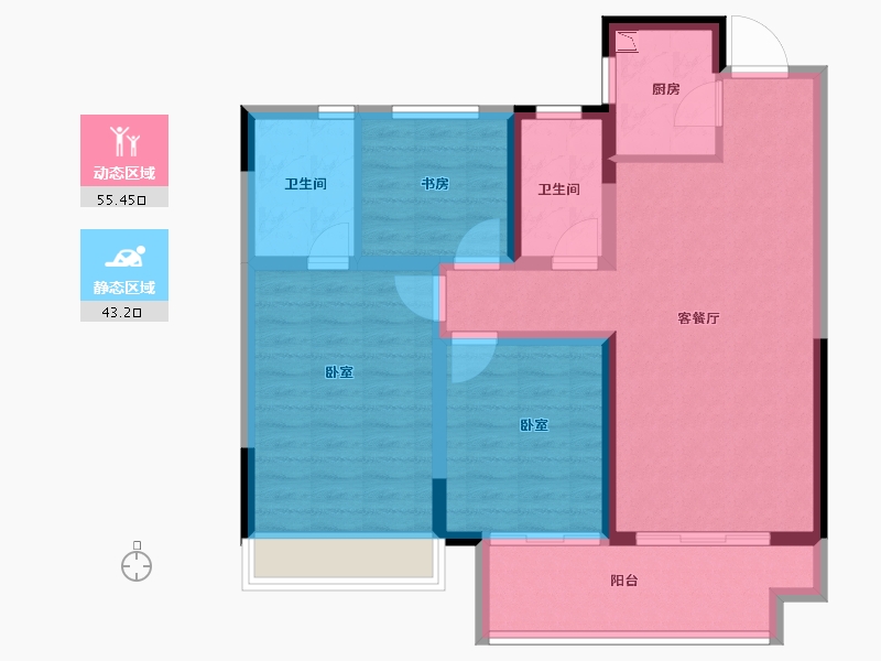 河南省-安阳市-安阳建业城三期云著-88.00-户型库-动静分区