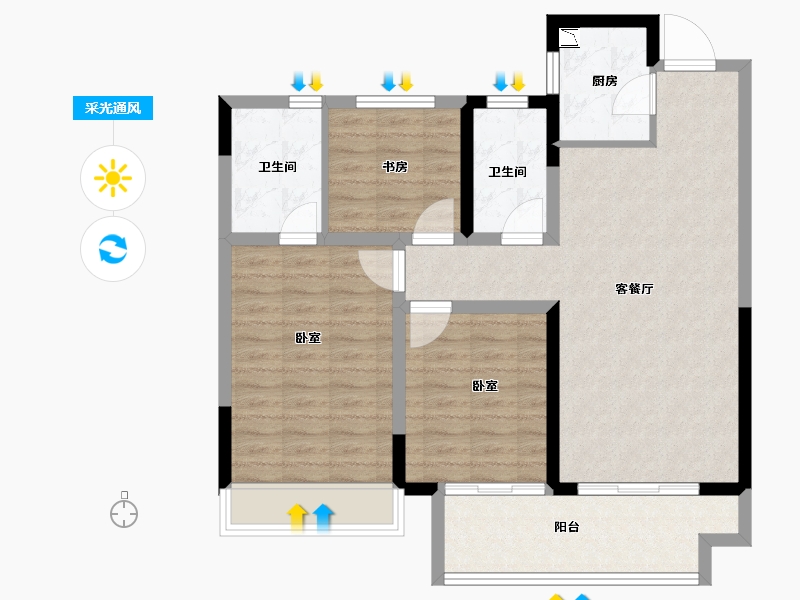 河南省-安阳市-安阳建业城三期云著-88.00-户型库-采光通风