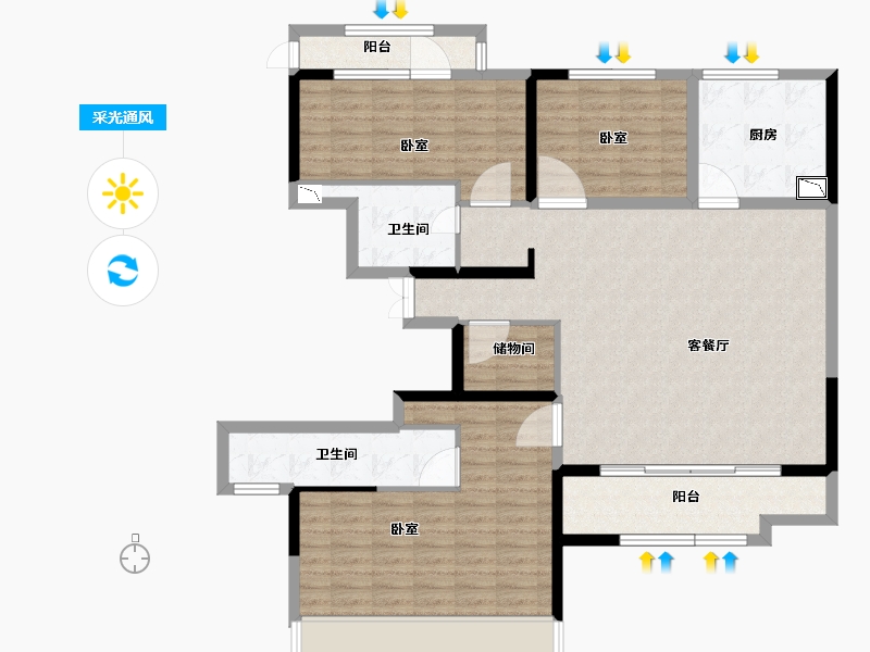 山东省-菏泽市-新洲欧洲城-124.00-户型库-采光通风