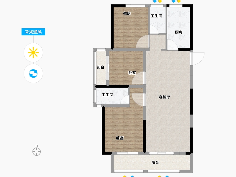 河南省-开封市-绿城·春江明月-97.00-户型库-采光通风