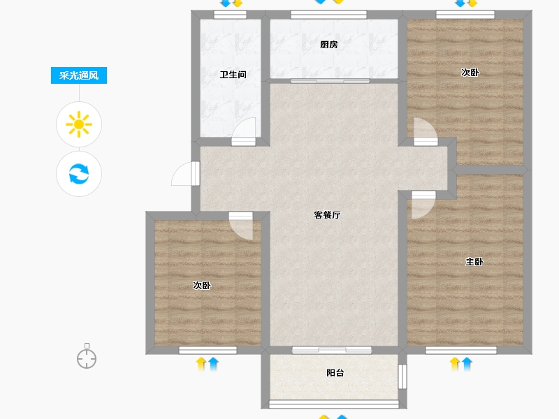 山东省-济南市-鑫隆颐景城-93.00-户型库-采光通风